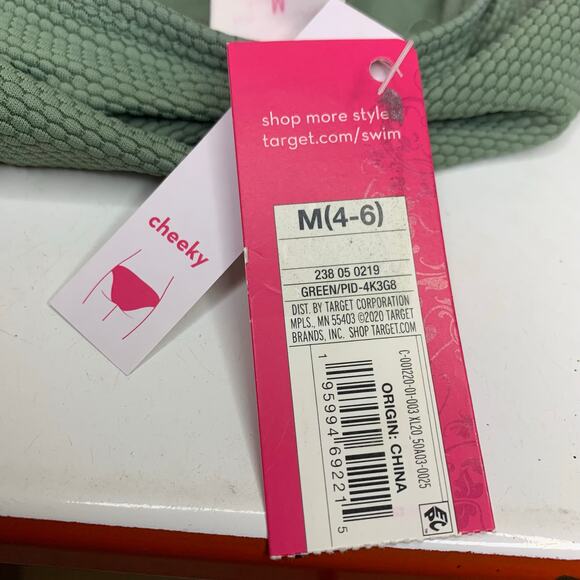 Xhilaration Womens Bikini Bottom Size Medium 4-6 Green Textured Cheeky - Picture 7 of 7